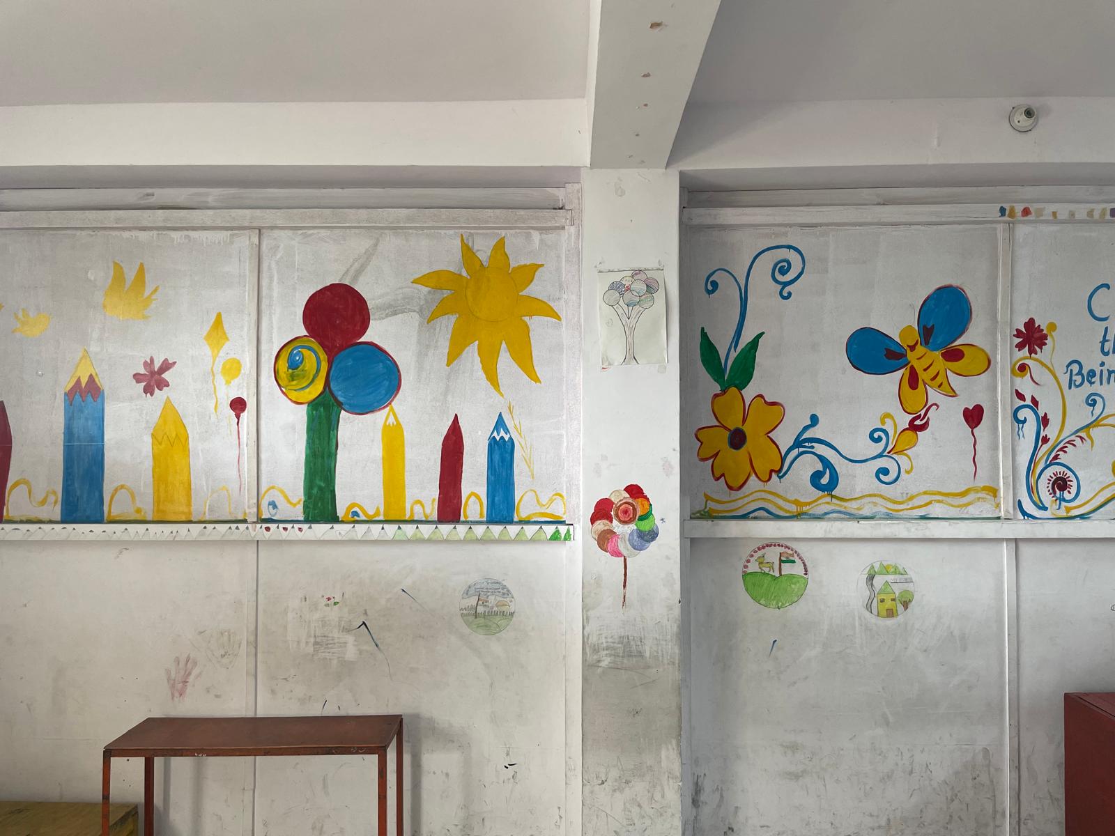 Wall art with students